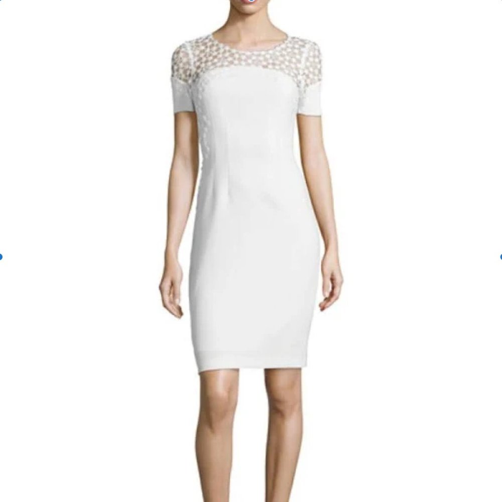 Elie Tahari NWT "Suzie" White Sheath Dress